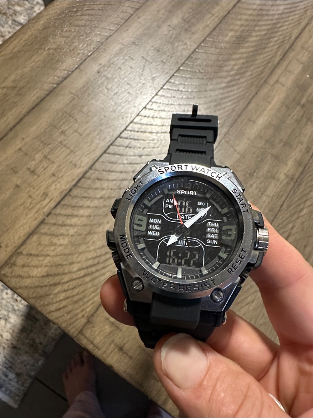 Black Sport Watch - Digital Analog Dual Display